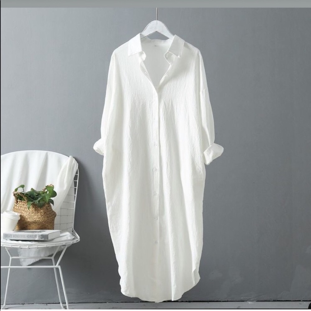 Fabulous White Shirt Dress, M&L